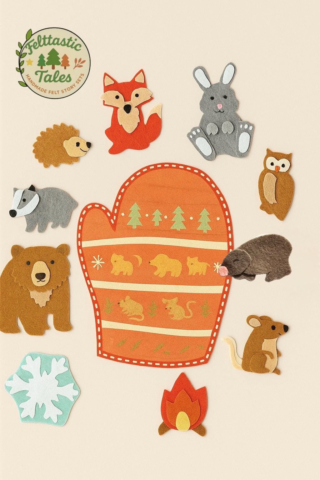 The Mitten Felt Story Set | Preschool Winter Literacy Activity | Story Retelling Set | Montessori Felt Board