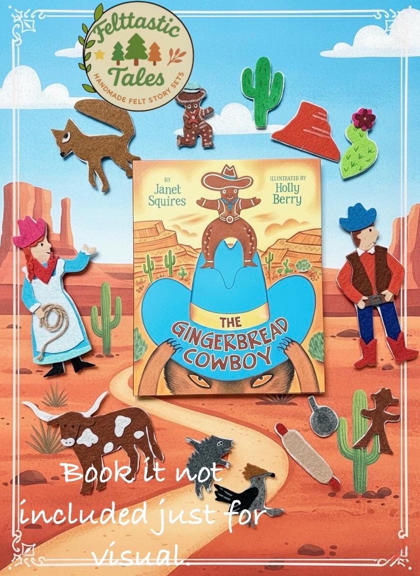 Gingerbread Cowboy Felt Story Set | Western Preschool Literacy | Story Retelling Activity | Montessori Felt Board