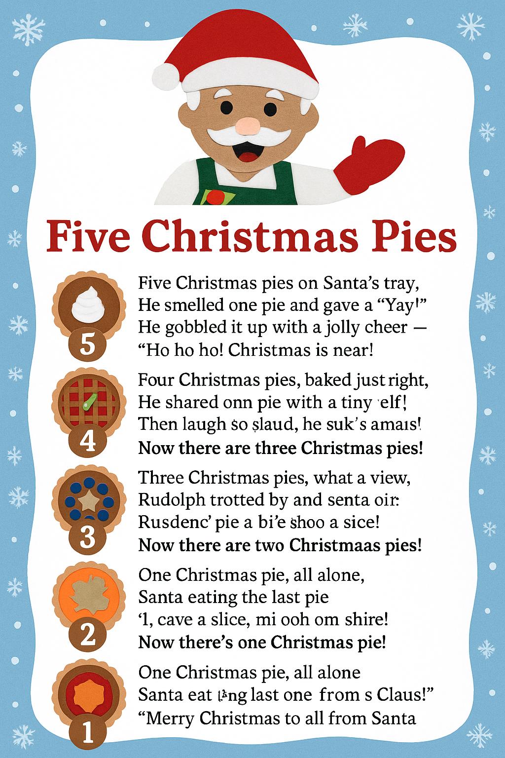 Christmas Pie  Flannel board set and rhyme activity | Felt set kids gift