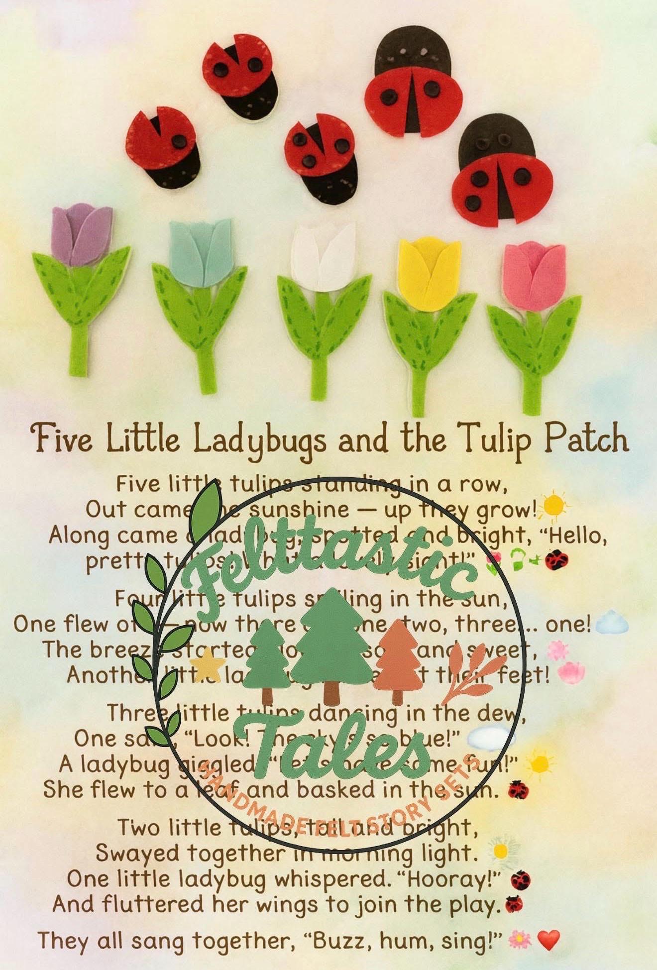 Felt Ladybug Story Set: Spring Tulips Counting Game