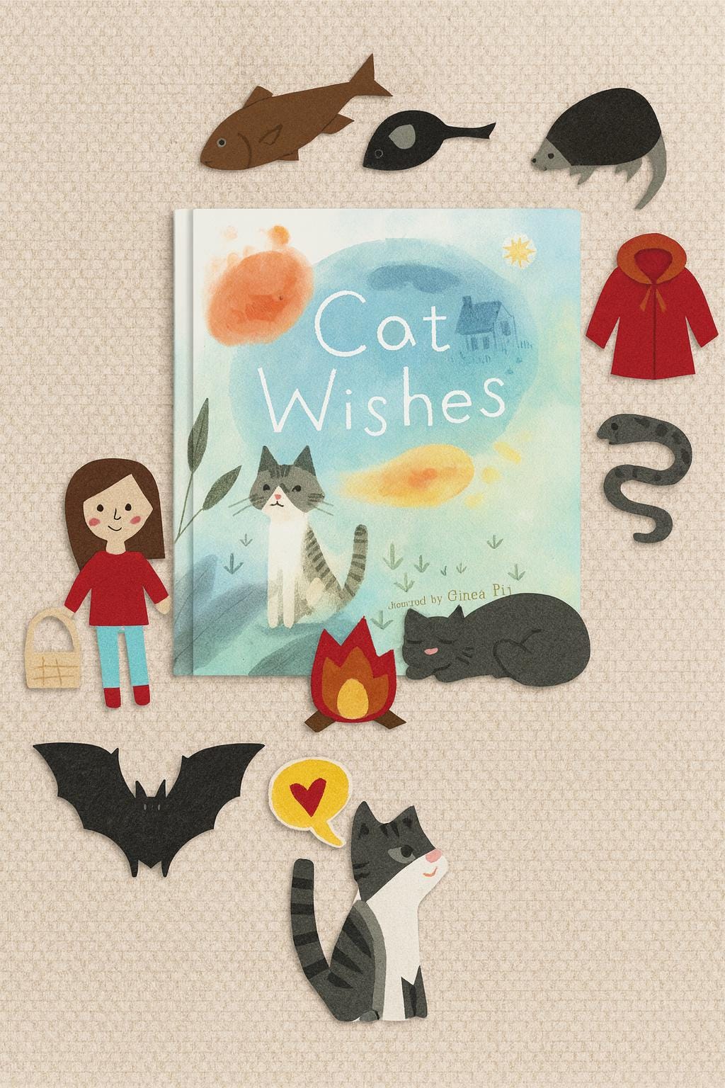 Handmade Felt Story Set: Cat Wishes Literacy Activity