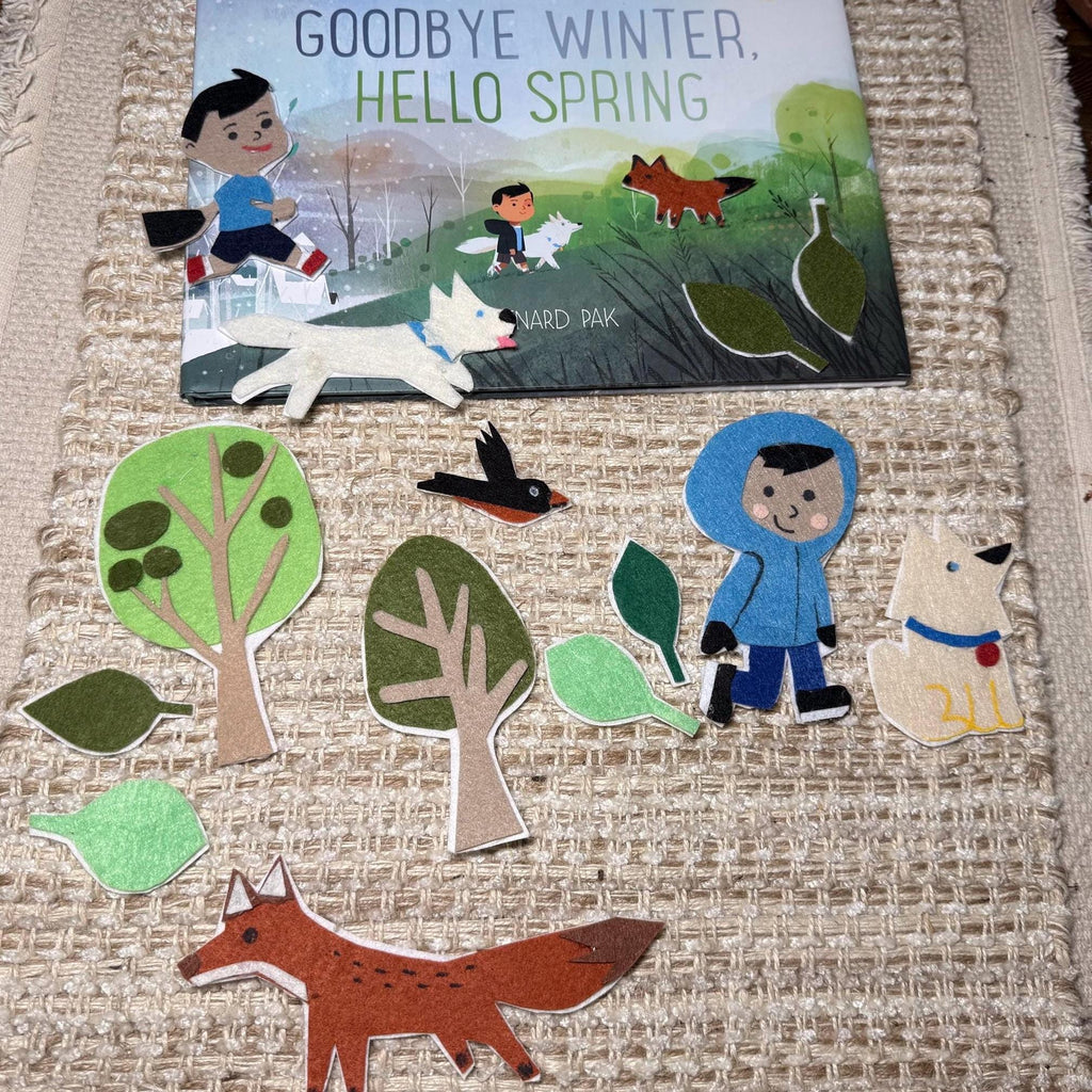 Goodbye Winter Hello Spring Felt Story Set |  Spring Preschool Literacy Center | Flannel Board Activity