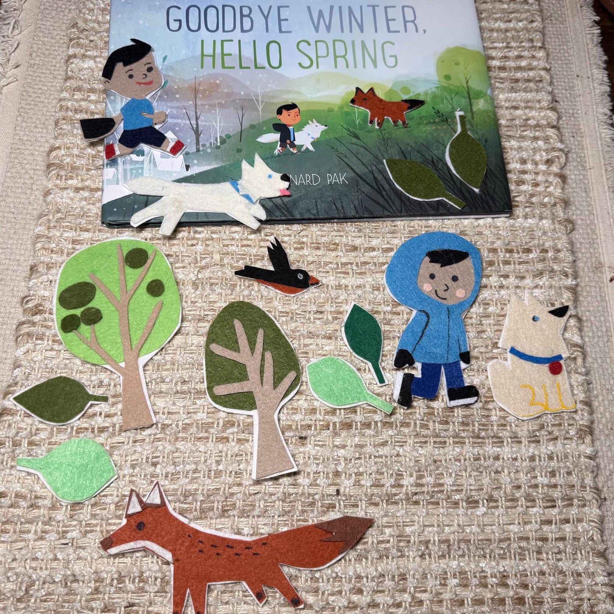 Goodbye Winter Hello Spring Felt Story Set |  Spring Preschool Literacy Center | Flannel Board Activity