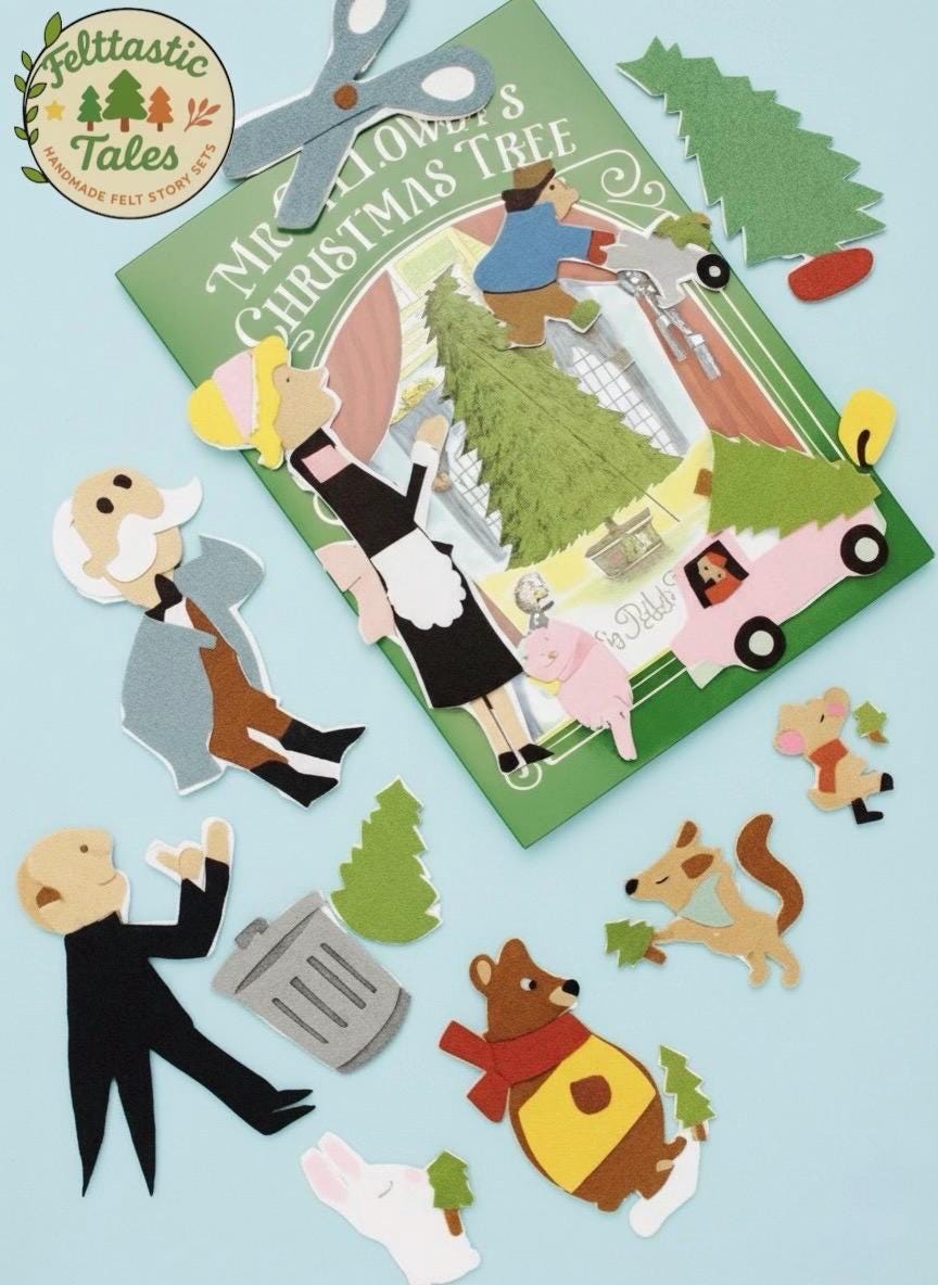Christmas Tree Felt Story Set for kids|  Handmade Holiday Flannel board set